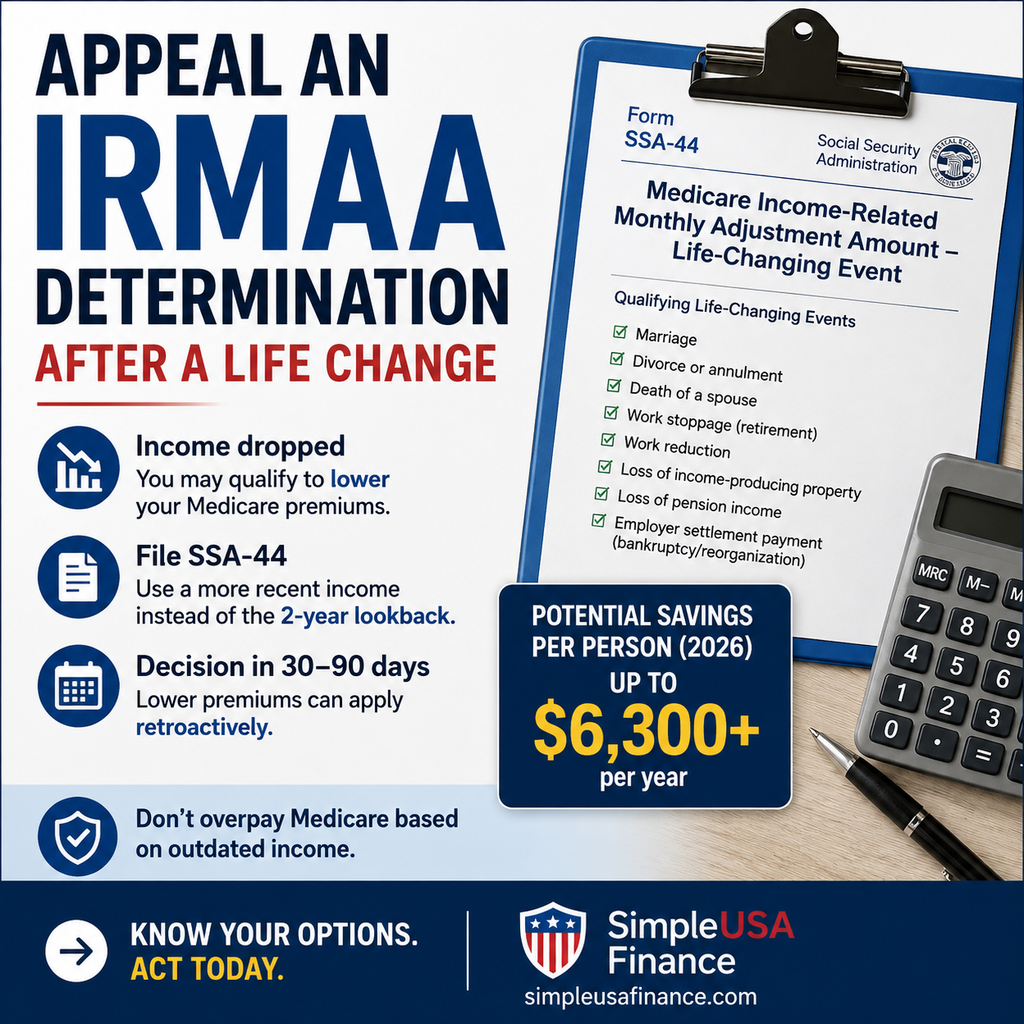 Form SSA-44 used to appeal an IRMAA determination after a life change