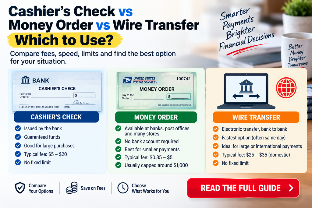 Cashier's Check vs Money Order vs Wire Transfer