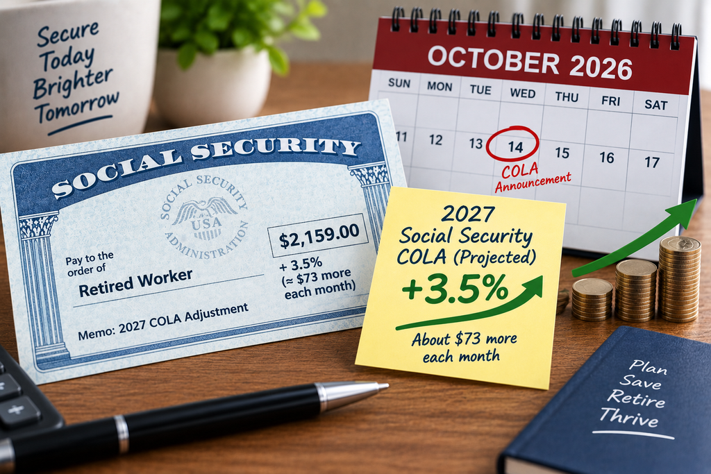 2027 Social Security COLA projected increase shown on a benefit statement